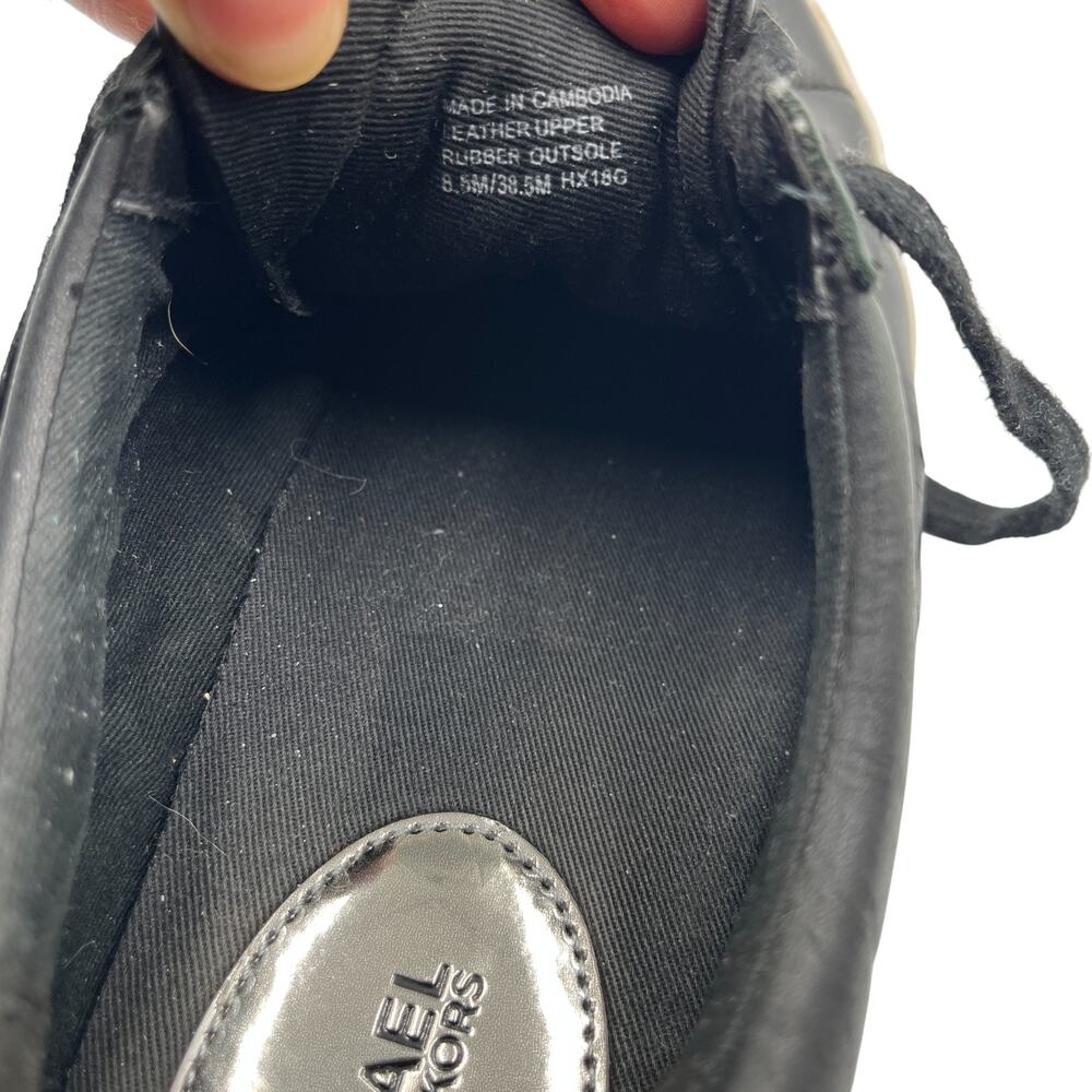Michael Kors MK Irving Leather Low Top Sneakers Shoes Black White Size 8.5M - Picture 9 of 9